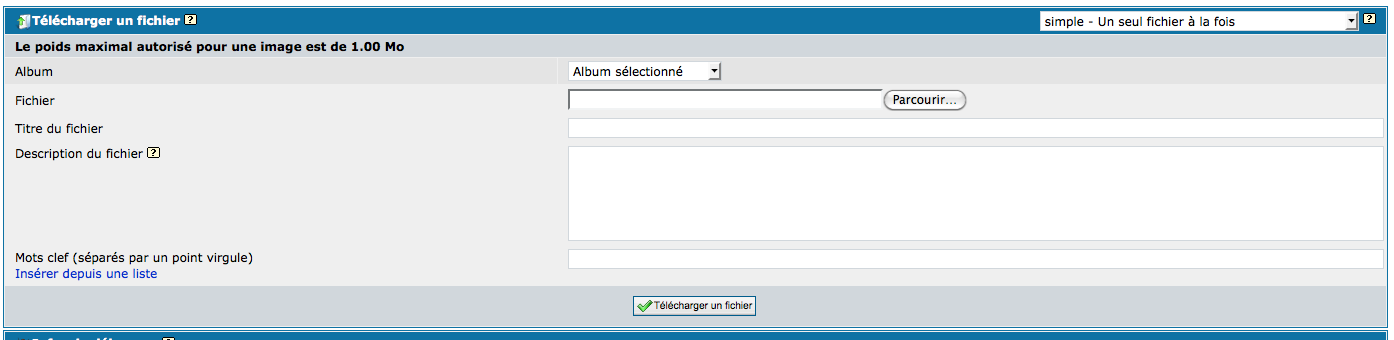Interface de téléchargement simple